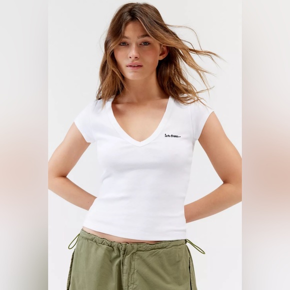 Urban Outfitters Tops - Urban Outfitters iets frans V-Neck‎ Baby Tee Women’s Size Large